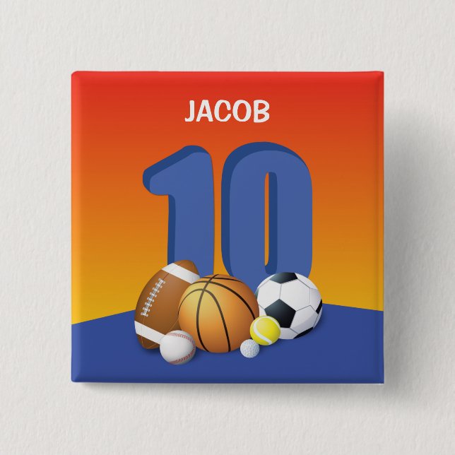 Chapa Cuadrada Boy 10.º Balls Deportiva (Anverso)