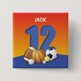 Chapa Cuadrada Boy 12th Birthday Sports Balls