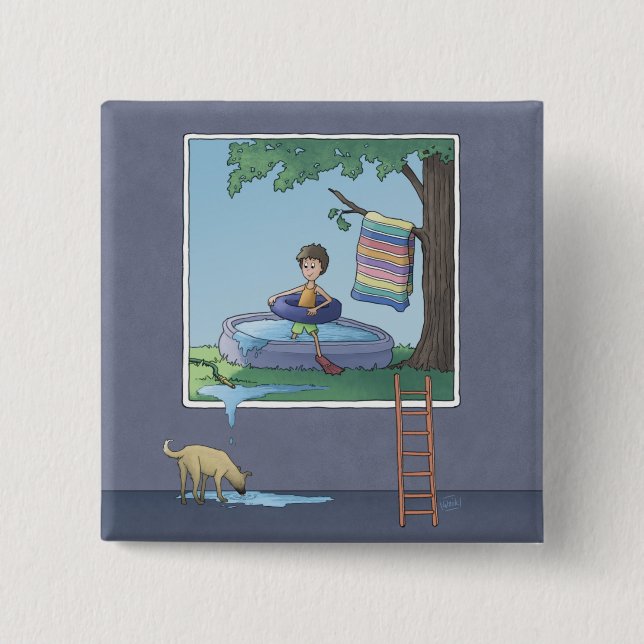 Chapa Cuadrada Boy in the kiddie pool button (Anverso)
