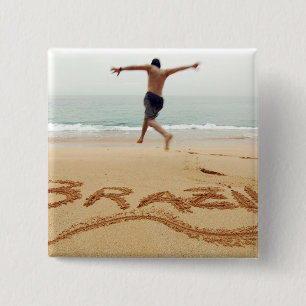 Chapa Cuadrada BRASIL. Hombre barechest con traje de baño