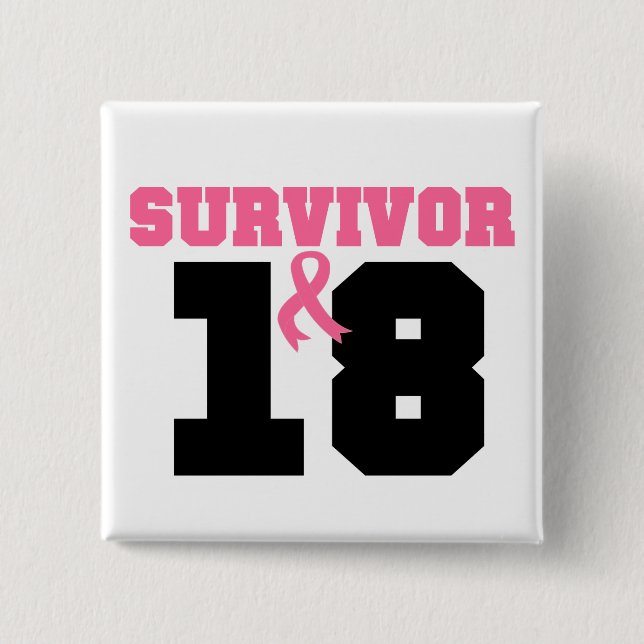 Chapa Cuadrada Breast Cancer Survivor 18 Years (Anverso)