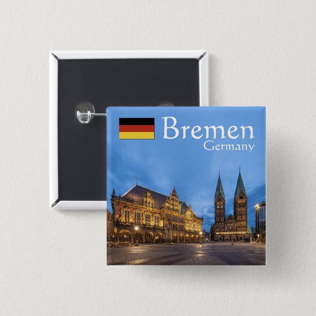 Chapa Cuadrada Bremen Germany Souvenir (Anverso y reverso)