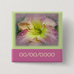 Chapa Cuadrada Bridal Shower Fancy Pink Daylily Blossom