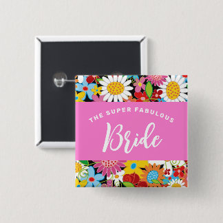 Chapa Cuadrada BRIDE Spring Flowers Garden Wedding Etiqueta