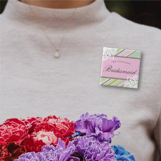 Chapa Cuadrada BRIDESMAID Sweet Garden Stripes Boda Etiqueta