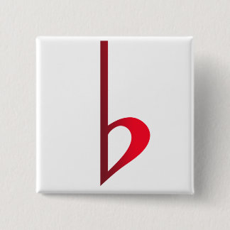 Chapa Cuadrada Broche (Botton) Bemol Vermelho