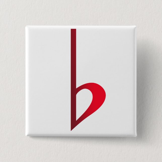 Chapa Cuadrada Broche (Botton) Bemol Vermelho (Anverso)