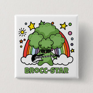 Chapa Cuadrada Brócoli Tocando la Guitarra, Brocc Estrellas y Arc