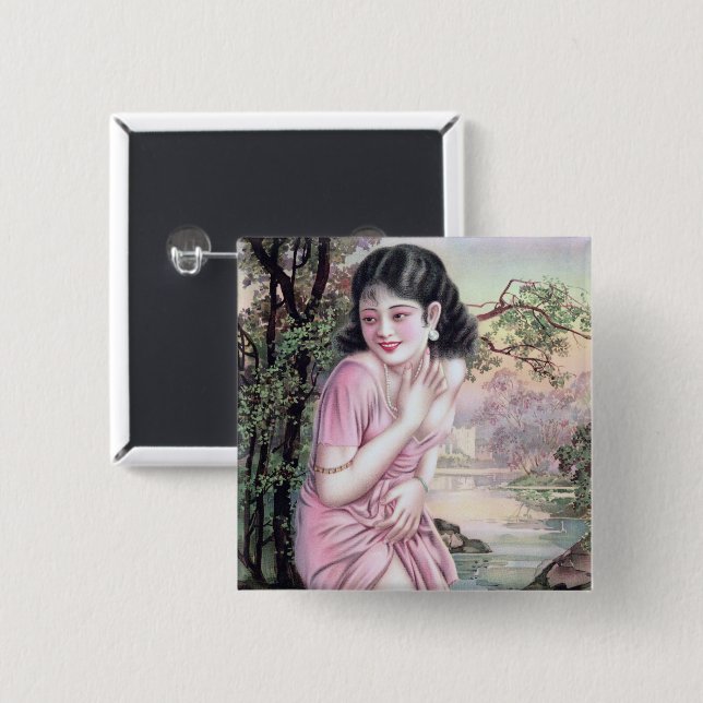 Chapa Cuadrada Broma en un oasis de transmisión por Chica de Chin (Anverso y reverso)