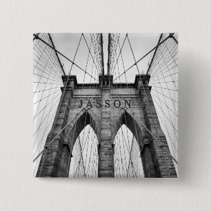 Chapa Cuadrada Brooklyn Bridge Black & White Photo