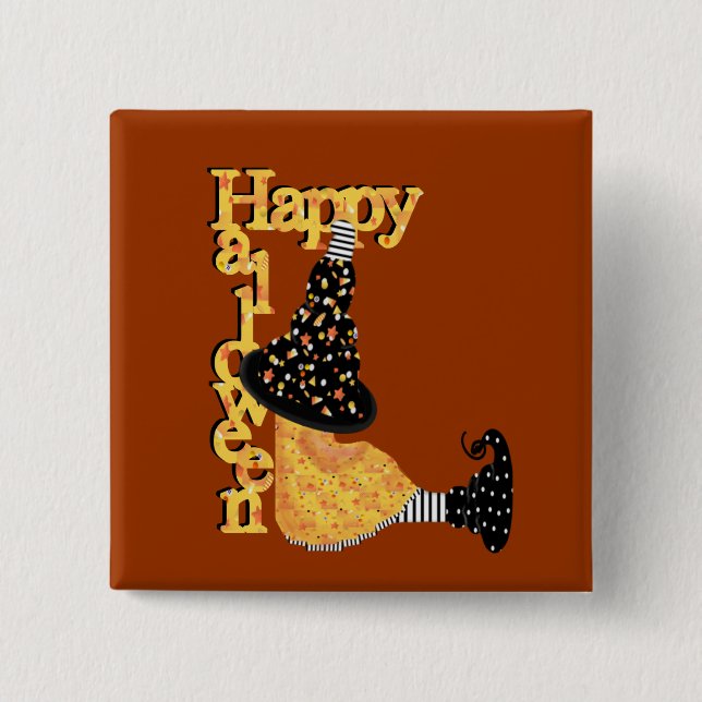 Chapa Cuadrada Bruja de Halloween (Anverso)