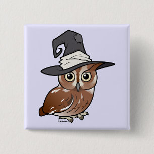 Chapa Cuadrada Bruja del búho de chillido de Birdorable