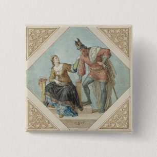 Chapa Cuadrada Brunilda y Hagen, ilustracion para 'el Niebelu