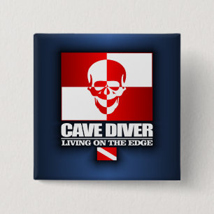 Chapa Cuadrada Buceador de cuevas - Viviendo al borde