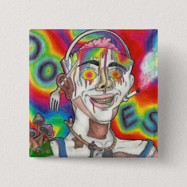 Chapa Cuadrada "Buckethead" Original Square Pin (Anverso)