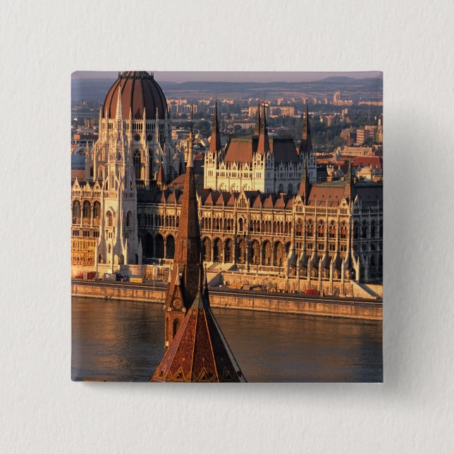 Chapa Cuadrada Budapest, Hungría, río Danubio, Parlamento (Anverso)