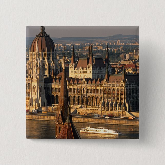 Chapa Cuadrada Budapest, Hungría, río Danubio, Parlamento (Anverso)