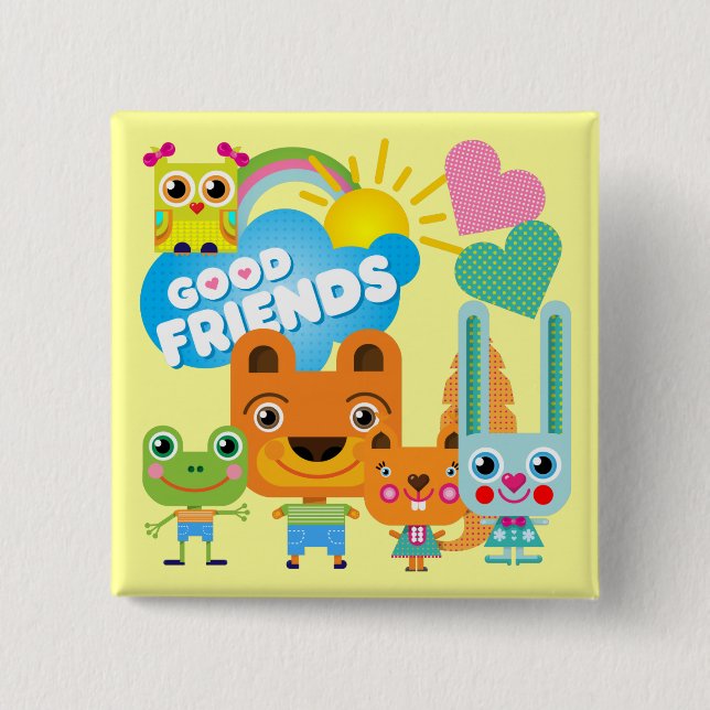 Chapa Cuadrada Buenos amigos de los animales (Anverso)