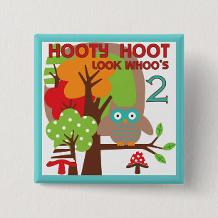 Chapa Cuadrada Búho camisetas y regalos de cumpleaños