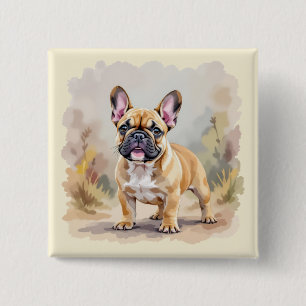Chapa Cuadrada Bulldog francés Tan Perro Cute Frenchie de color f