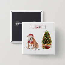 Bulldog inglés Navidades graciosos perro con árbol