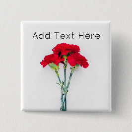 Chapa Cuadrada Bundle of Red Carnation Flowers