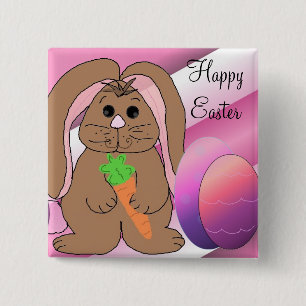 Chapa Cuadrada Bunny de Pascua con huevos