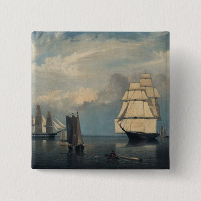 Chapa Cuadrada Buques de época del puerto Salem (Anverso)