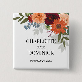 Chapa Cuadrada Burgundy Fall Garden Boda Floral