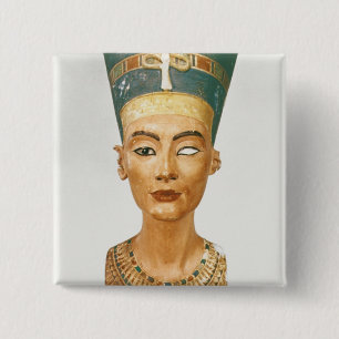 Chapa Cuadrada Busto de la reina Nefertiti, vista delantera, del
