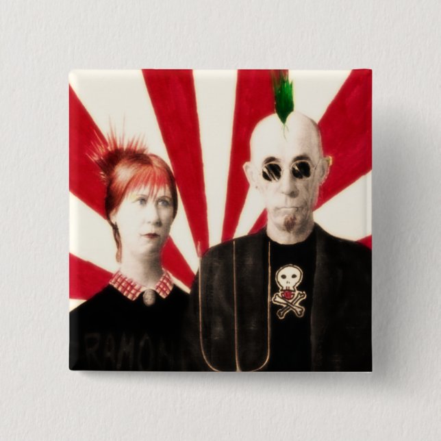 Chapa Cuadrada Butt'n punky americano (Anverso)