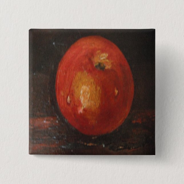 Chapa Cuadrada Button Ann Hayes pintando Apple (Anverso)
