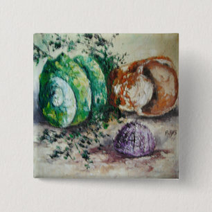 Chapa Cuadrada Button Ann Hayes pintando conchas marinas