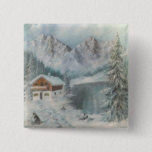 Chapa Cuadrada Button Ann Hayes Pintando el sueño de la nieve báv