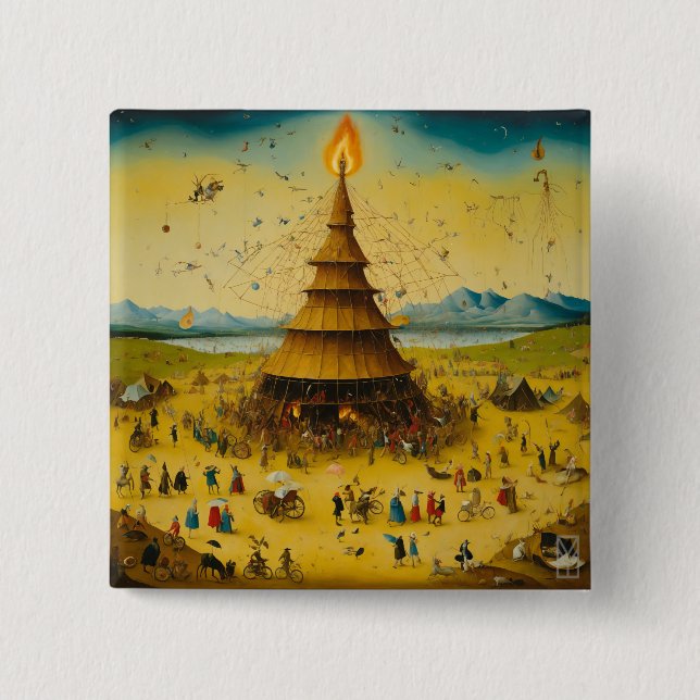 Chapa Cuadrada Button Bosch: Storm at Burning Man (Anverso)
