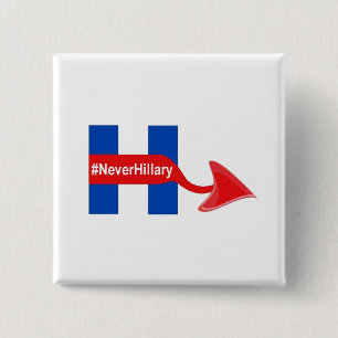 Chapa Cuadrada Button Never Hillary