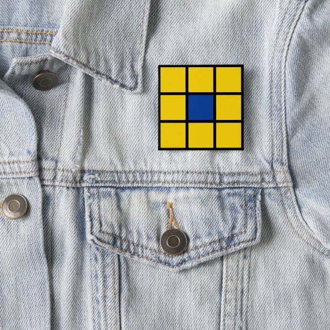 Chapa Cuadrada Button Quadrate Blume Gelb Blau (In situ)
