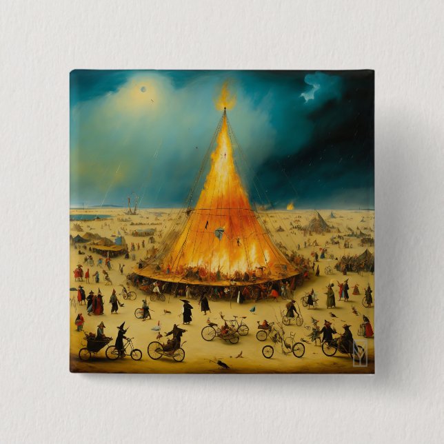 Chapa Cuadrada Button Visionary Storm at Burning Man (Anverso)