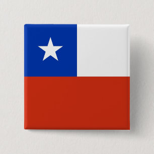 Chapa Cuadrada Button with Flag of Chile