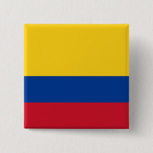 Chapa Cuadrada Button with Flag of Colombia