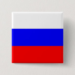 Chapa Cuadrada Button with Flag of Russia