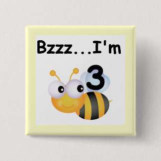 Chapa Cuadrada Buzz Bumblebee camisetas de tercer cumpleaños y re