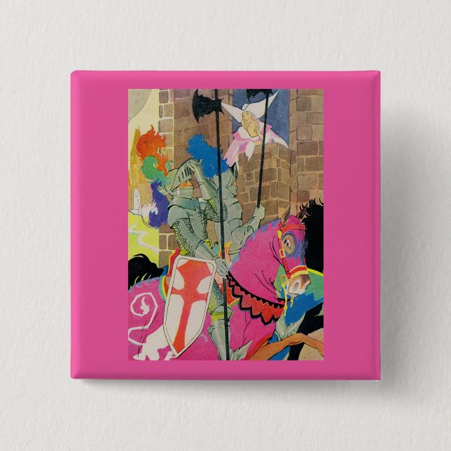 Chapa Cuadrada caballero medieval a caballo (Anverso)