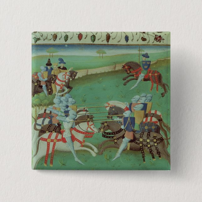 Chapa Cuadrada Caballeros de enseñanza a joust (Anverso)