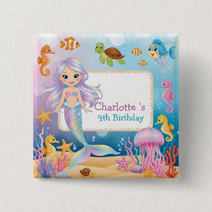 Chapa Cuadrada Caballo marino de sirena arcoiris