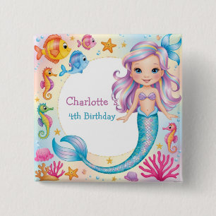 Chapa Cuadrada Caballo marino de sirena arcoiris