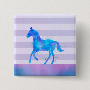 Chapa Cuadrada Caballo salvaje en color azul y púrpura