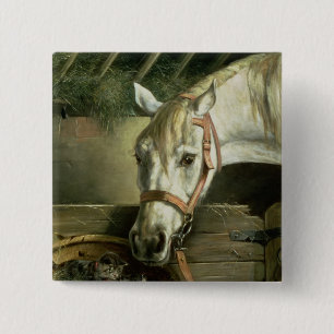 Chapa Cuadrada Caballo y gatitos, 1890
