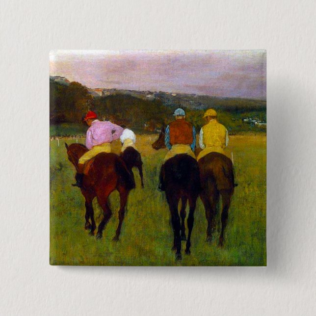 Chapa Cuadrada Caballos de carreras Edgar Degas en Longchamp (Anverso)