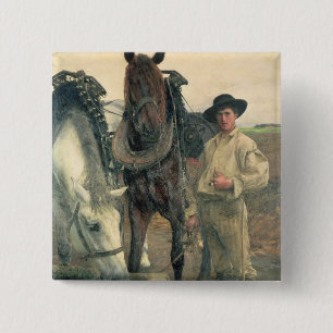 Chapa Cuadrada Caballos en el canal del agua, 1884 (aceite en